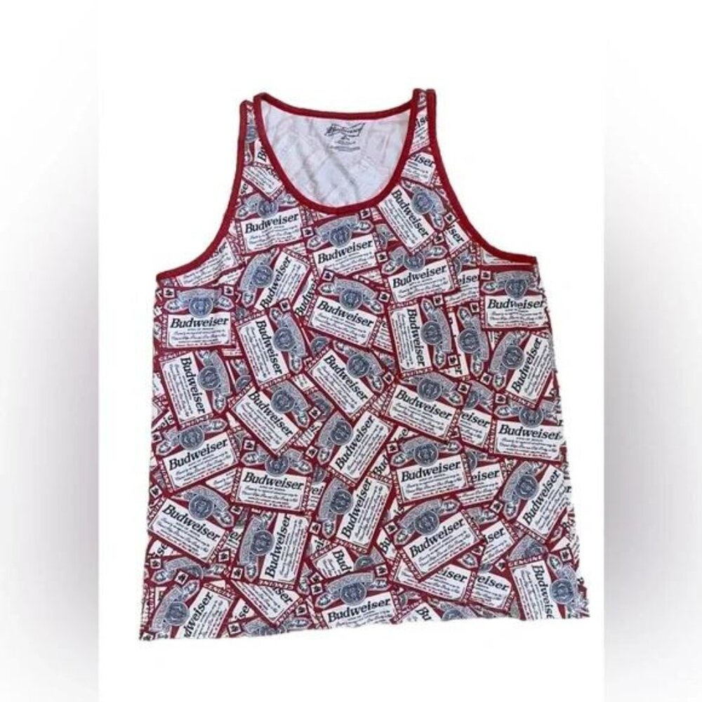Men’s Budweiser Tank Top Red‎ Blue White Size Medium 38/40 Sleeveless